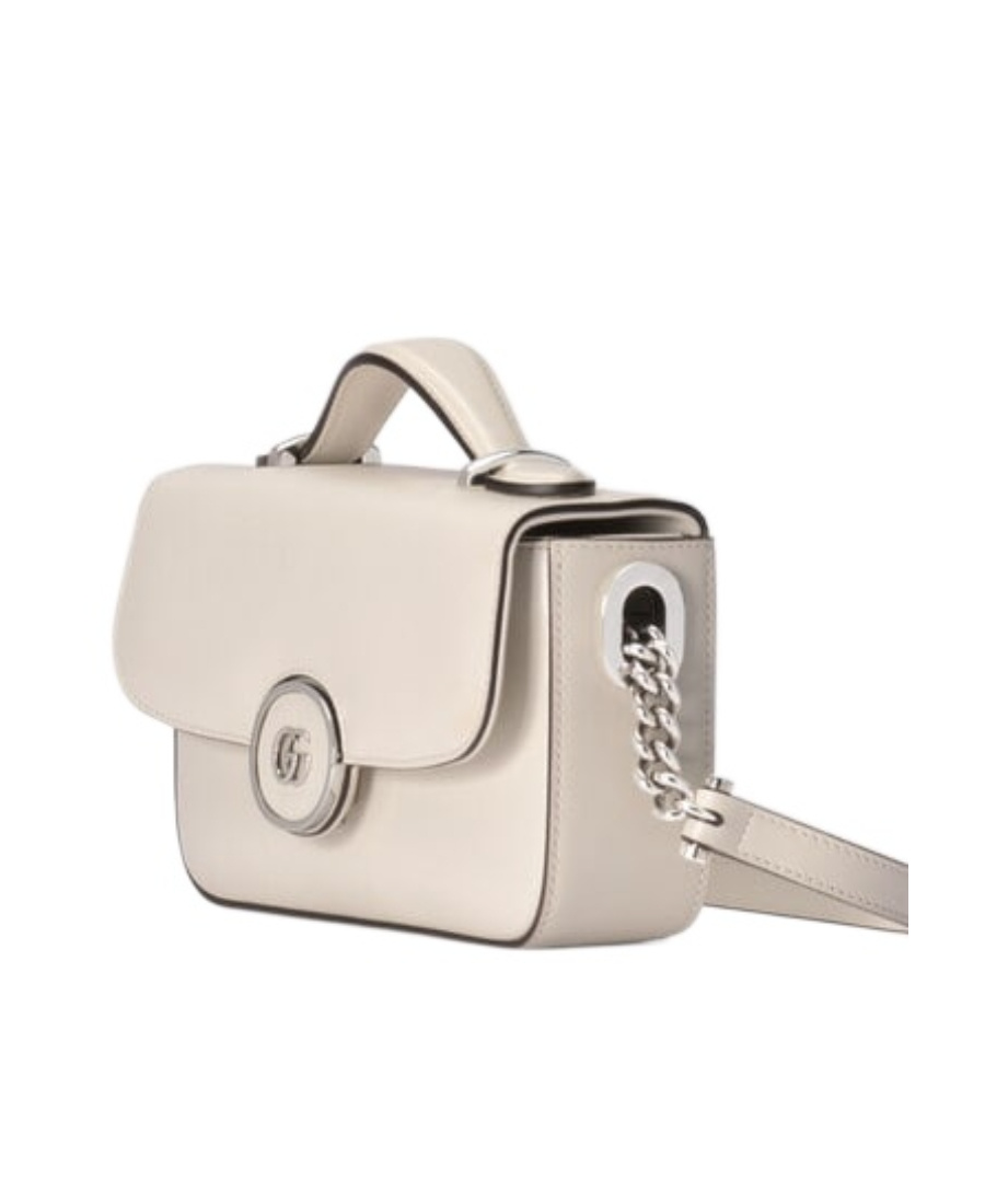 Gucci Foldover-top Leather Shoulder Bag In White