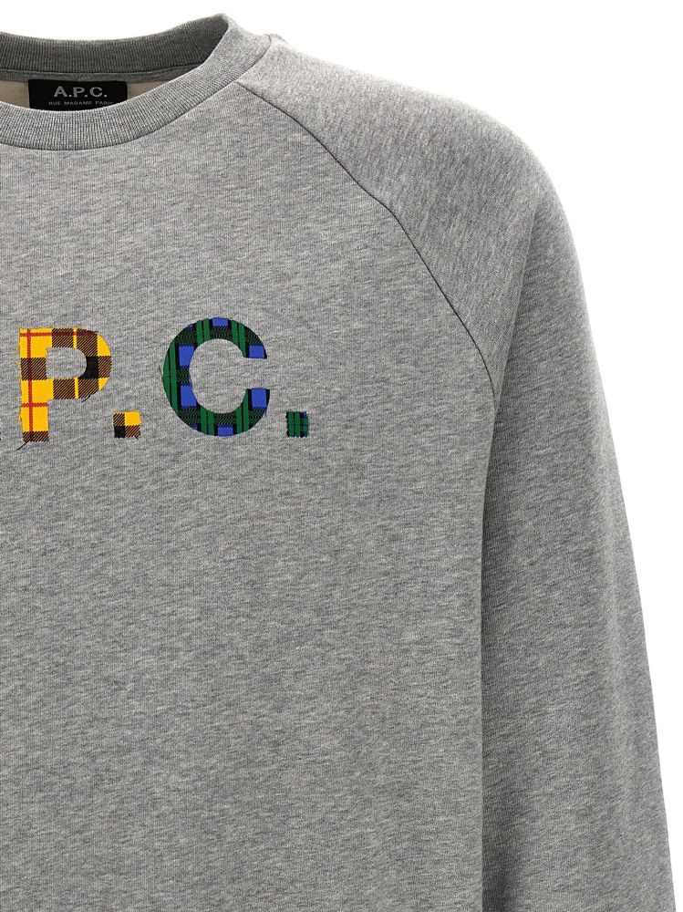 Apc A.p.c. Logo Printed Crewneck Sweater In Gray