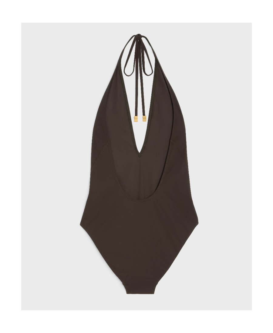 Celine Plain Knitted One-piece Swimsuit In Black