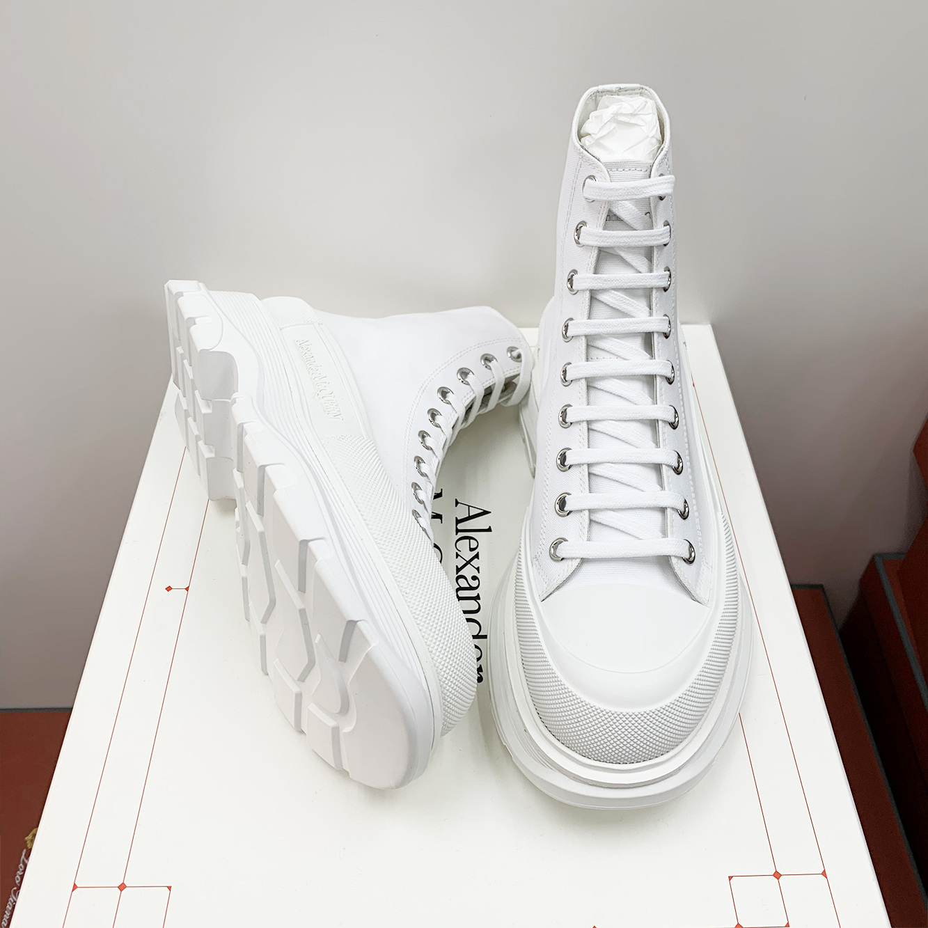 Alexander Mcqueen Tread Slick High Top Sneaker In White