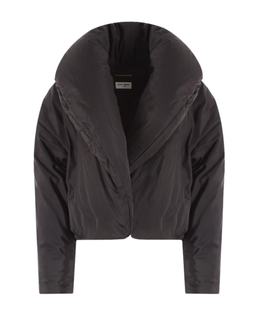 Saint Laurent Shawl-lapel Silk Oversized Jacket In Black