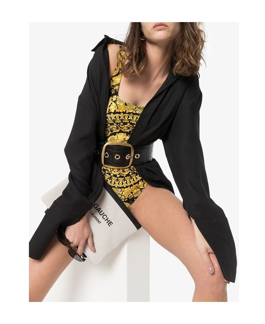 Versace Barocco Classico One Piece Swimsuit In Yellow