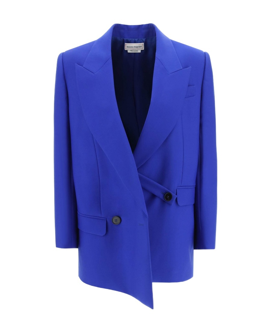 Alexander Mcqueen Women Structured Double-breasted Jacket In Blue