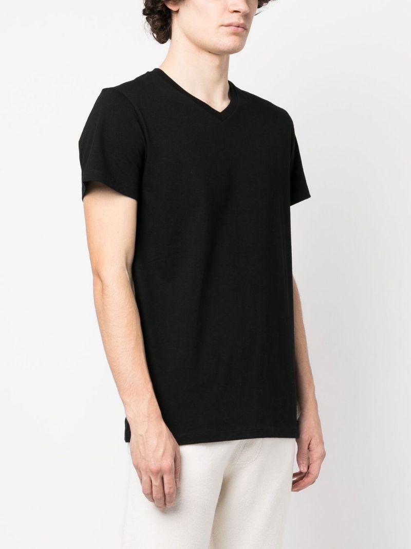 Jil Sander V-neck Cotton T-shirt In Black