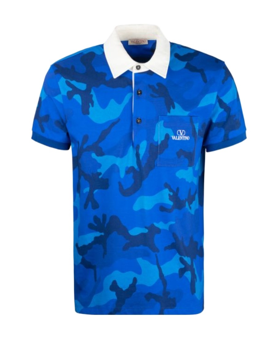 Valentino Logo Polo Shirt In Blue