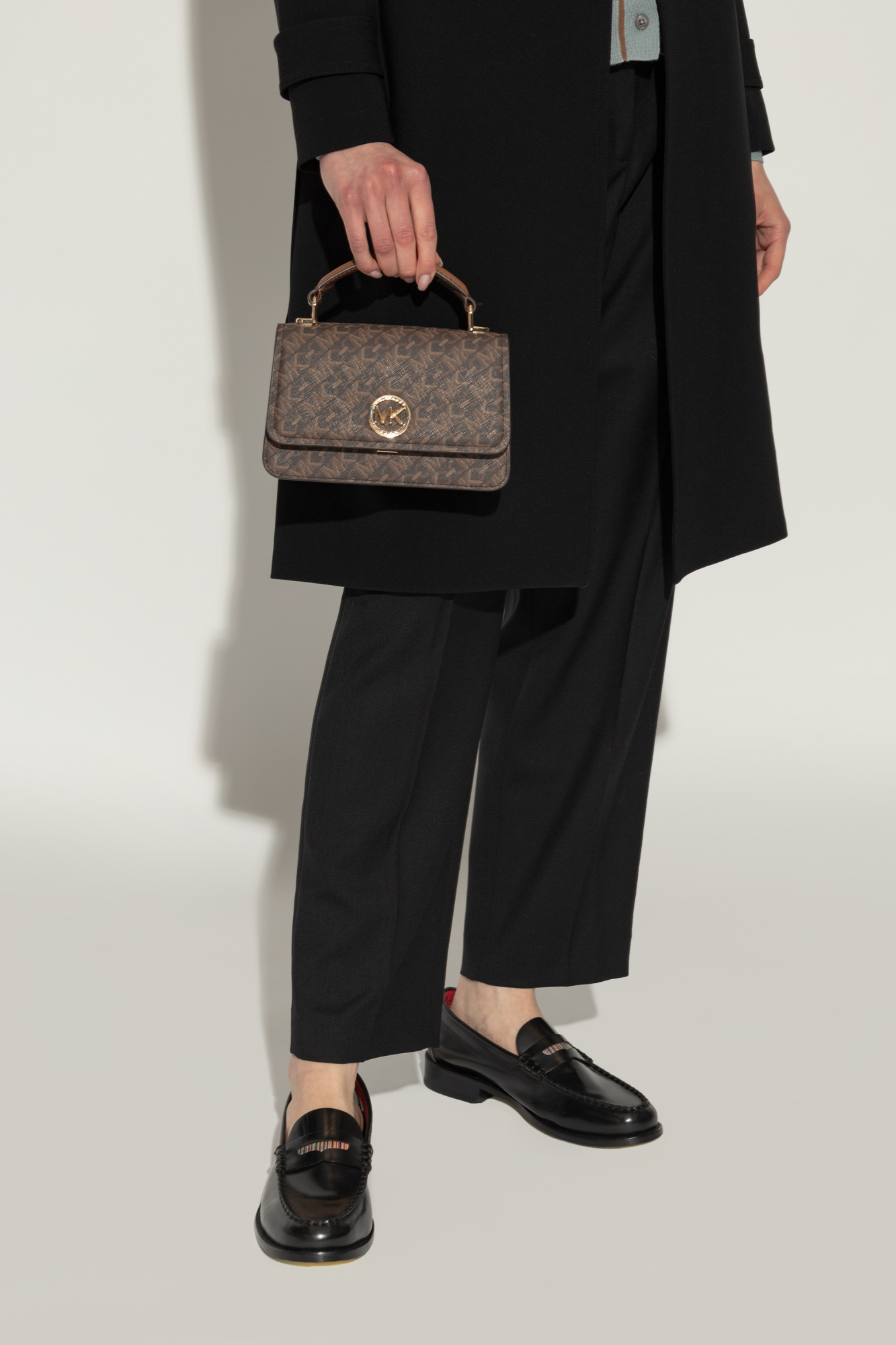 Michael Michael Kors Monogram Logo-plaque Tote Bag In Black