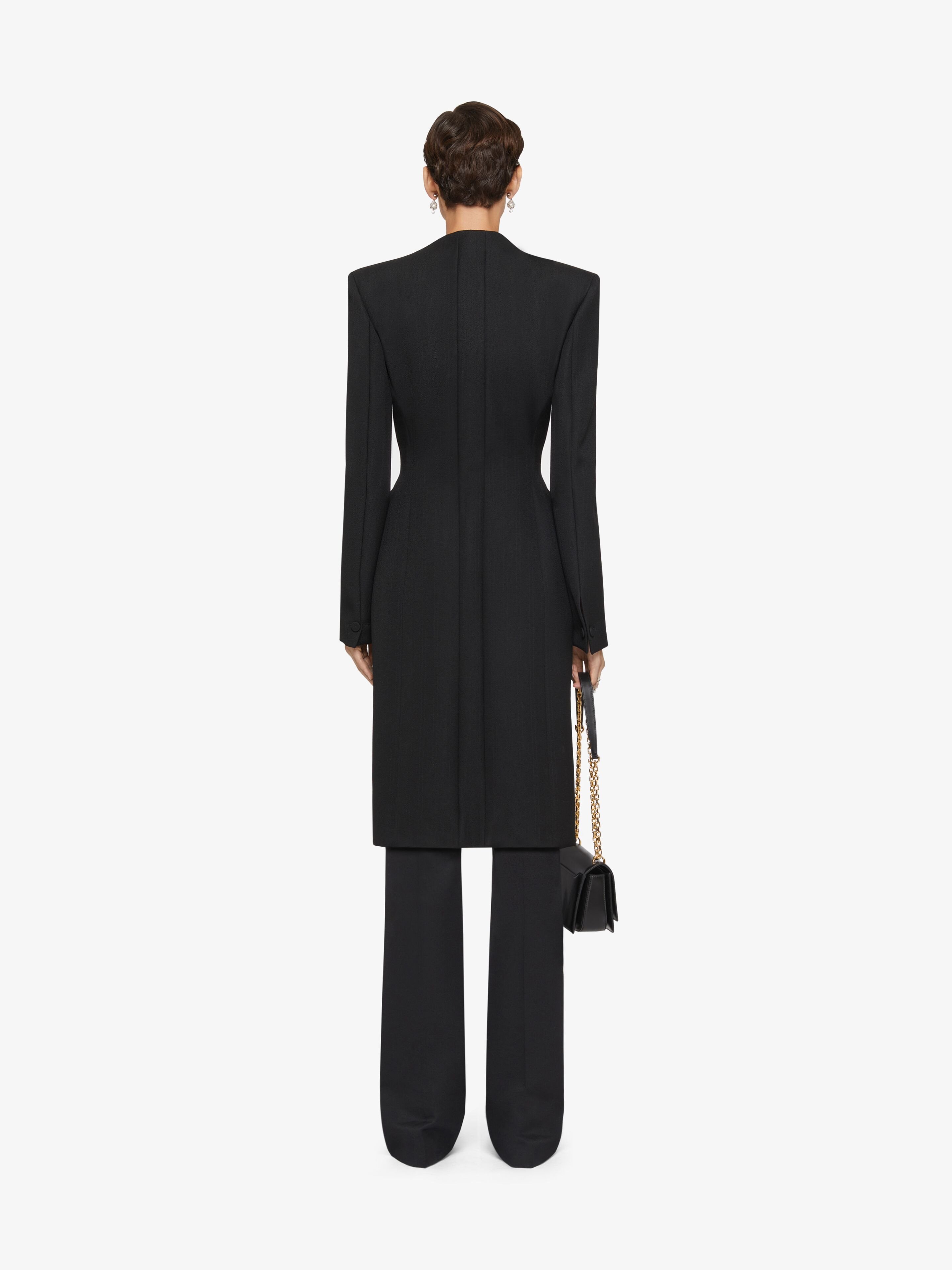 Givenchy Hourglass Wool Top Coat In Black