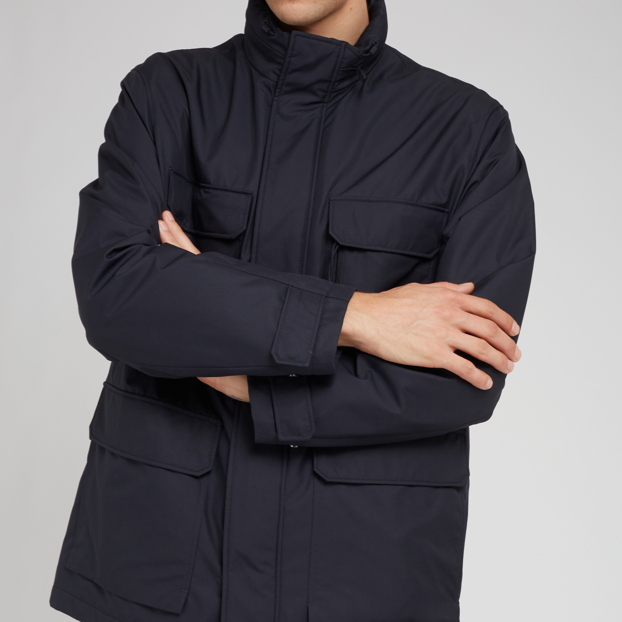 Shop Zegna Z  Pocket Detailed High Neck Jacket In Black
