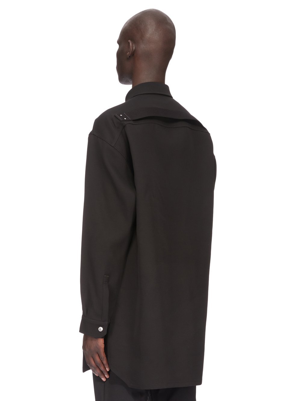 Rick Owens Classic-collar Silk Blend Coat In Black