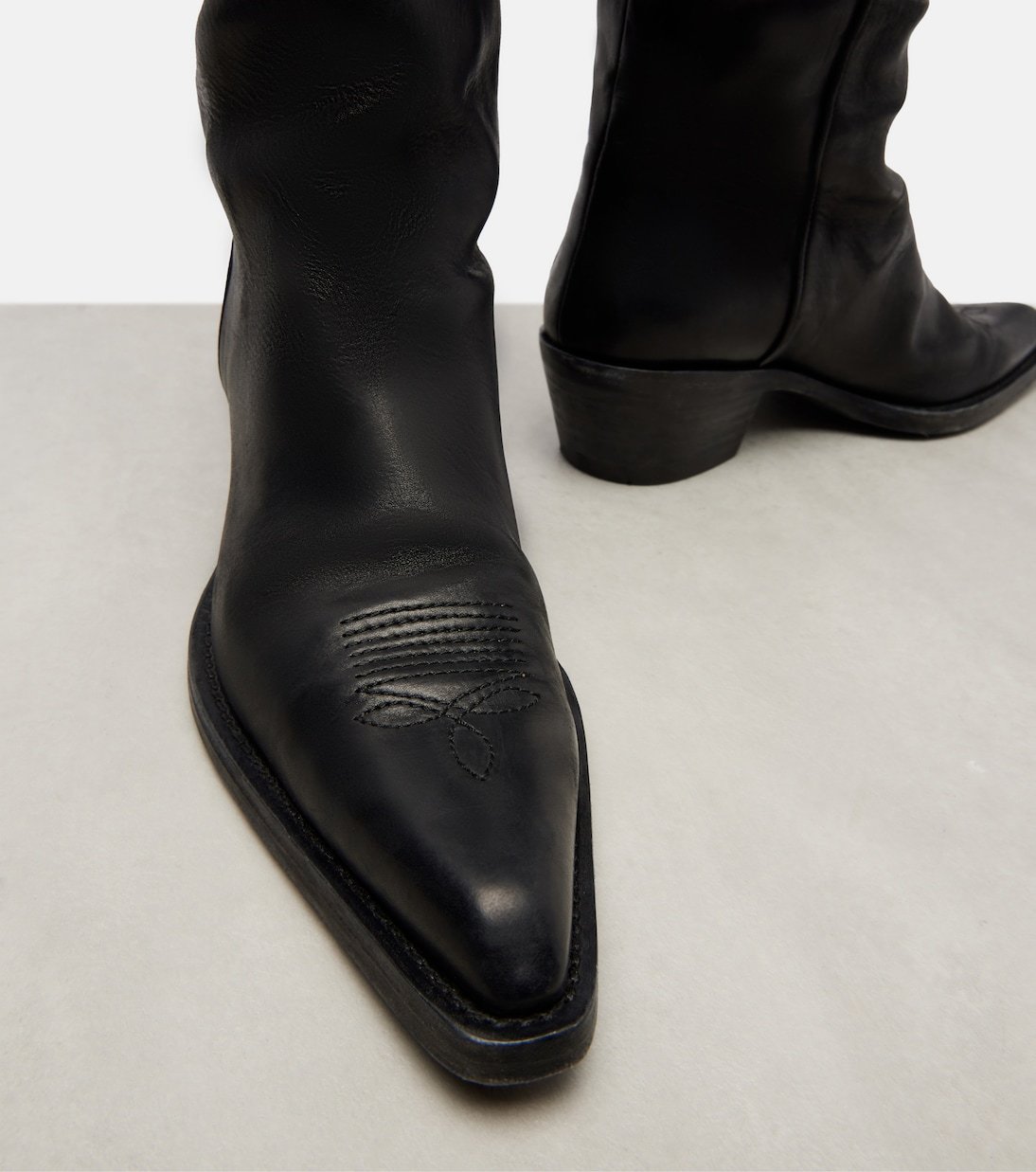 Khaite Clive 35 Leather Over-the-knee Boots In Black