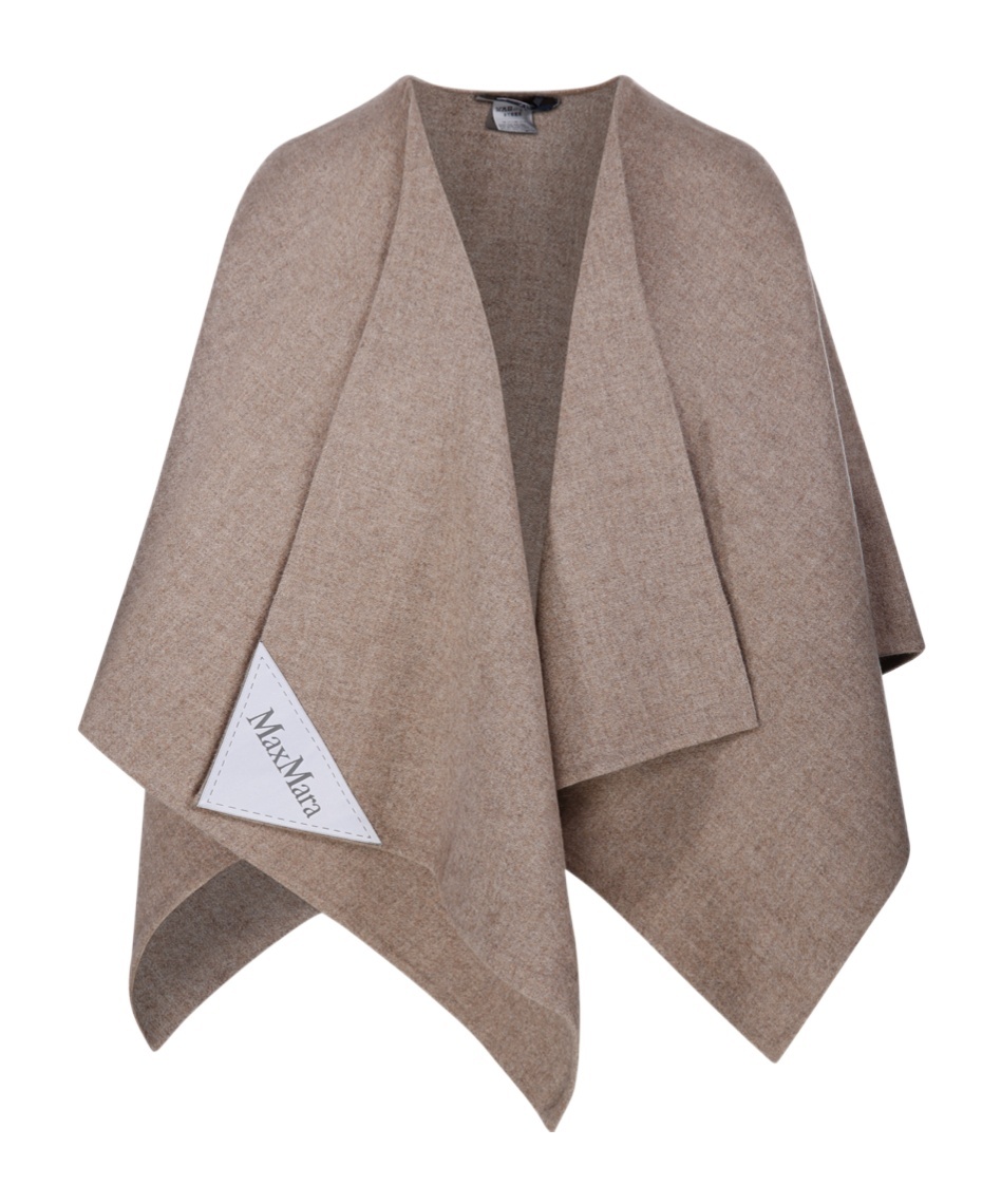 Max Mara Logo-patch Asymmetric Cape In Gray