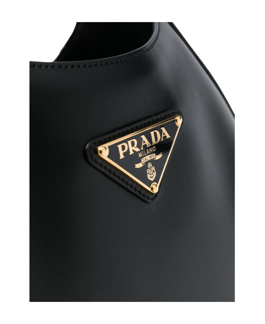 Prada Triangle-logo Leather Shoulder Bag In Black