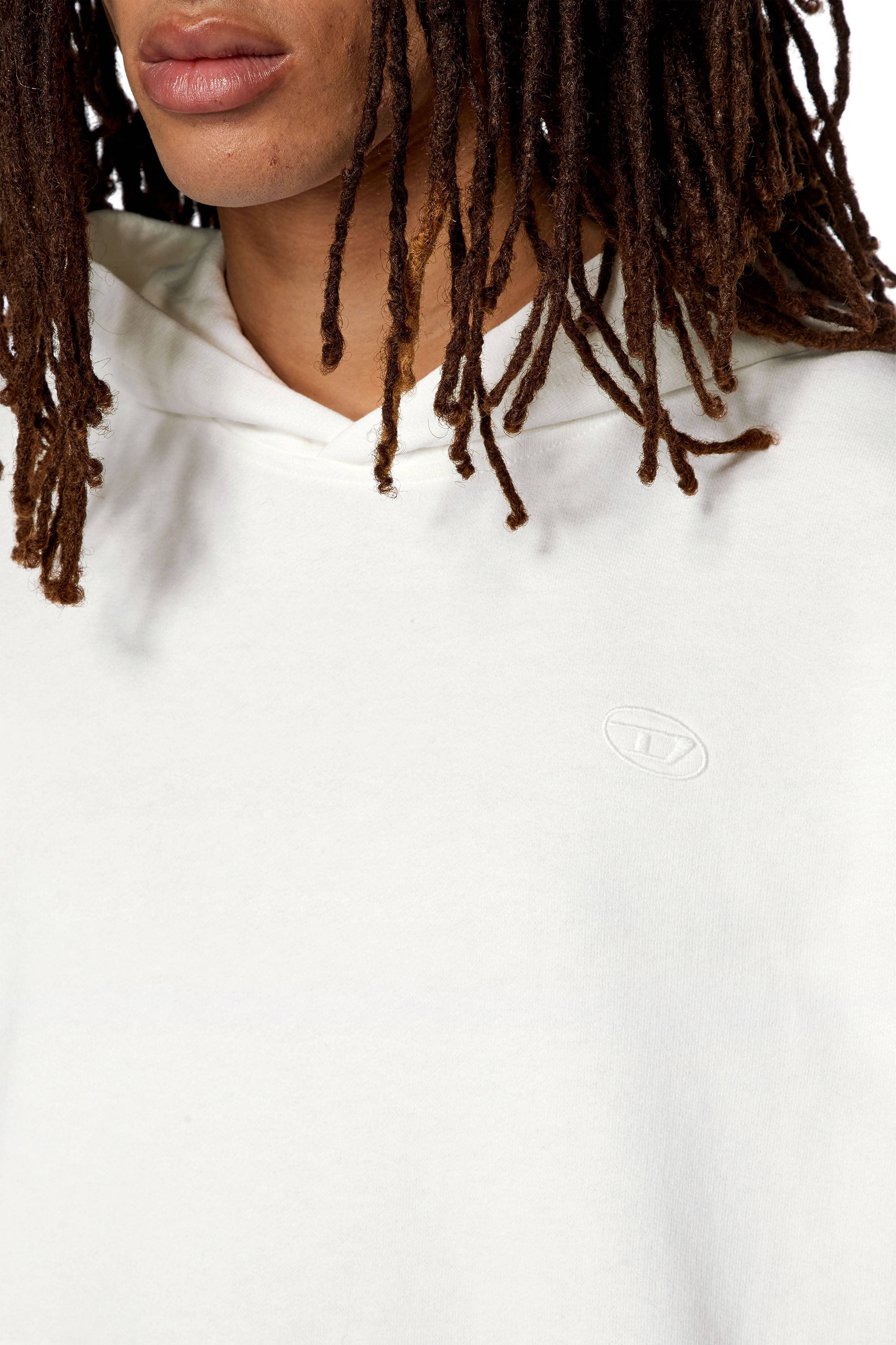Diesel Macs Logo-embroidered Cotton Hoodie In Gray