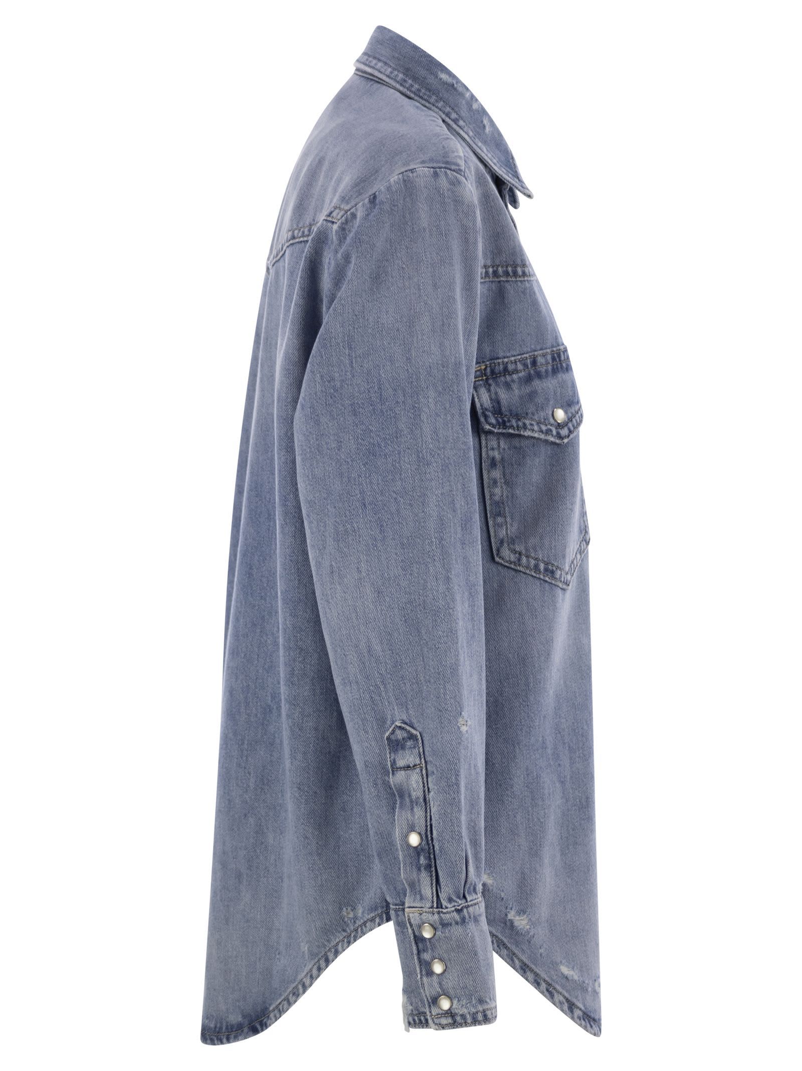 Shop Polo Ralph Lauren Western Shirt In Irregular Denim