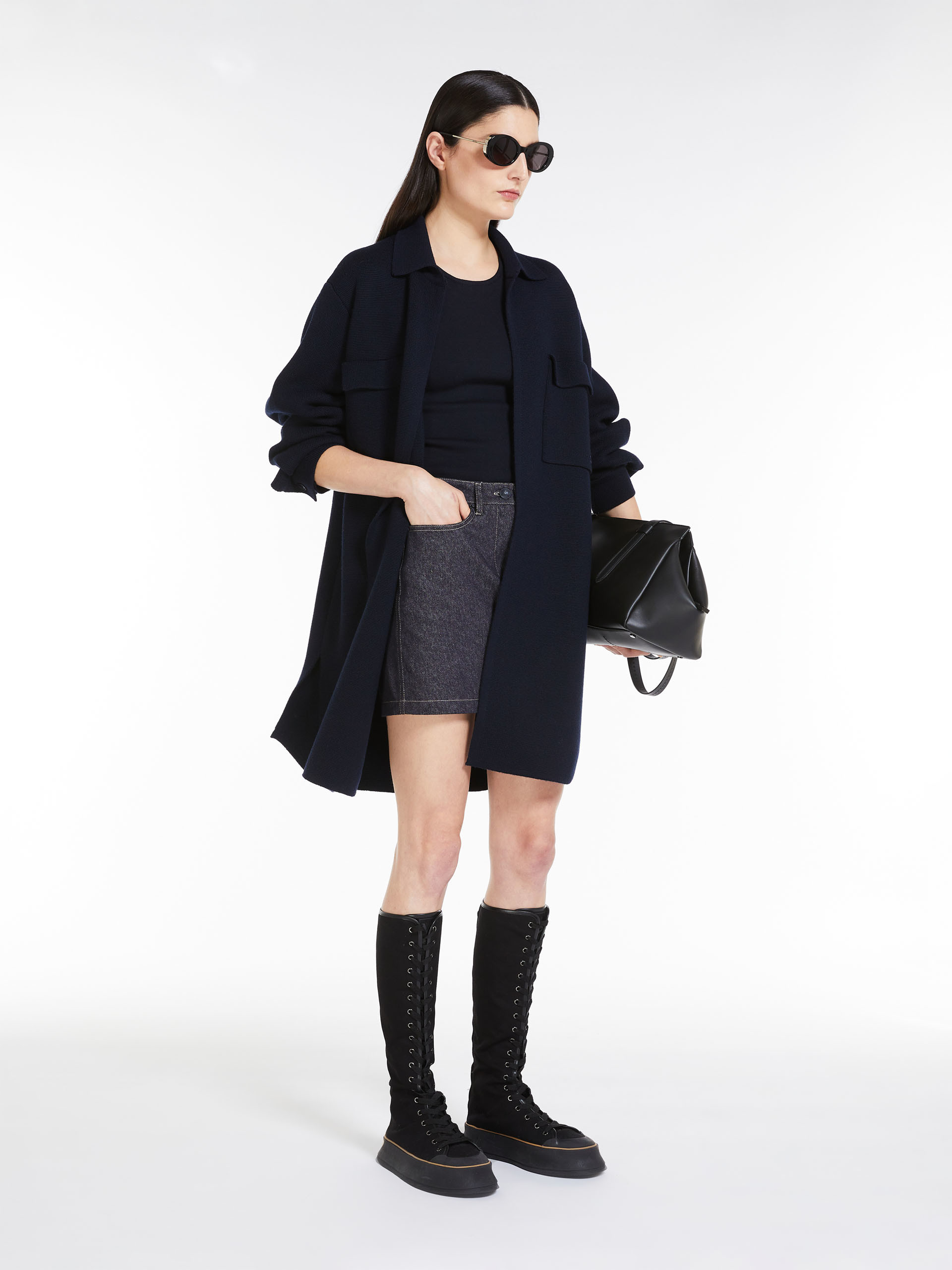 Max Mara Wool Neck Vest In Blue
