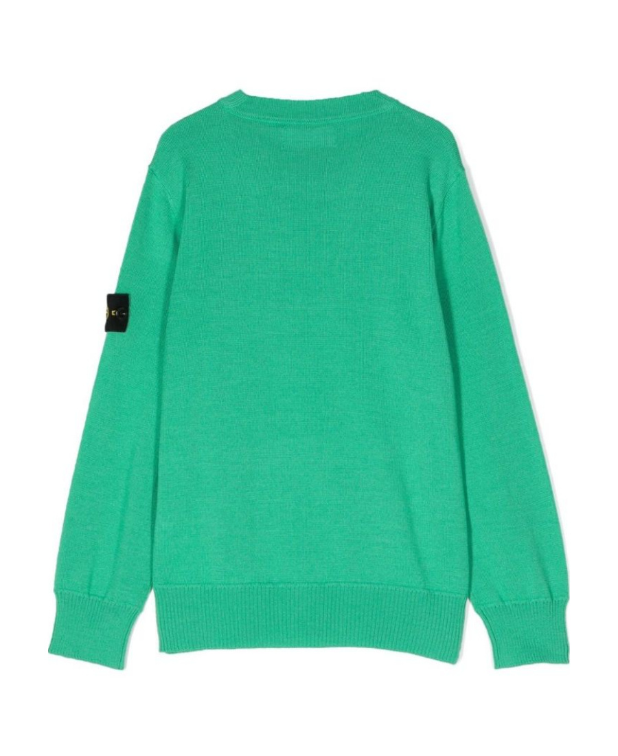 Stone Island Compass-patch Wool Jumper In Green