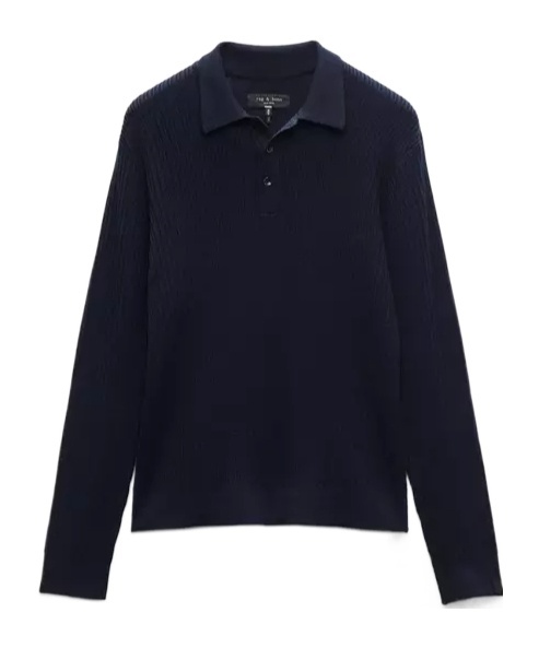 Rag & Bone Long Sleeve Polo Neck Sweater In Blue