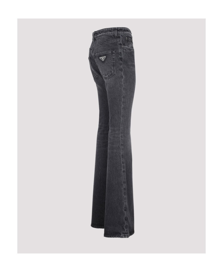 Prada Low-rise Flared Leg Jeans In Black