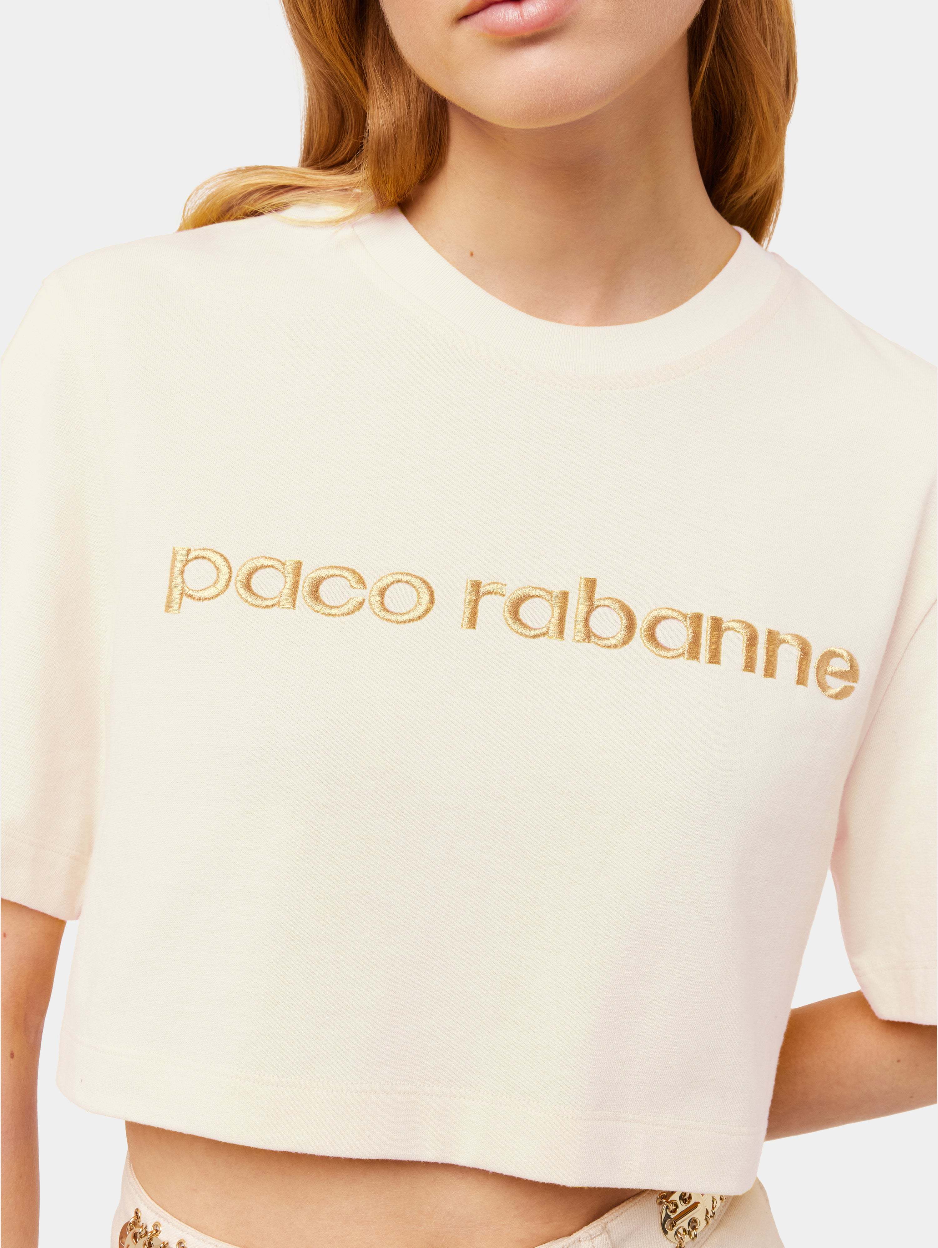 RABANNE LOGO-EMBROIDERED CROPPEDT-SHIRT