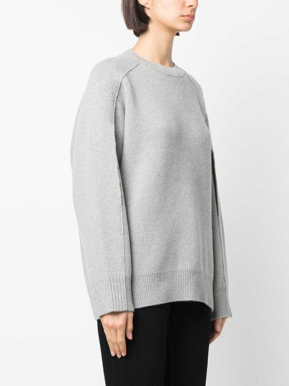 Shop Lanvin Round-neck Cape-back Jumper In Gray