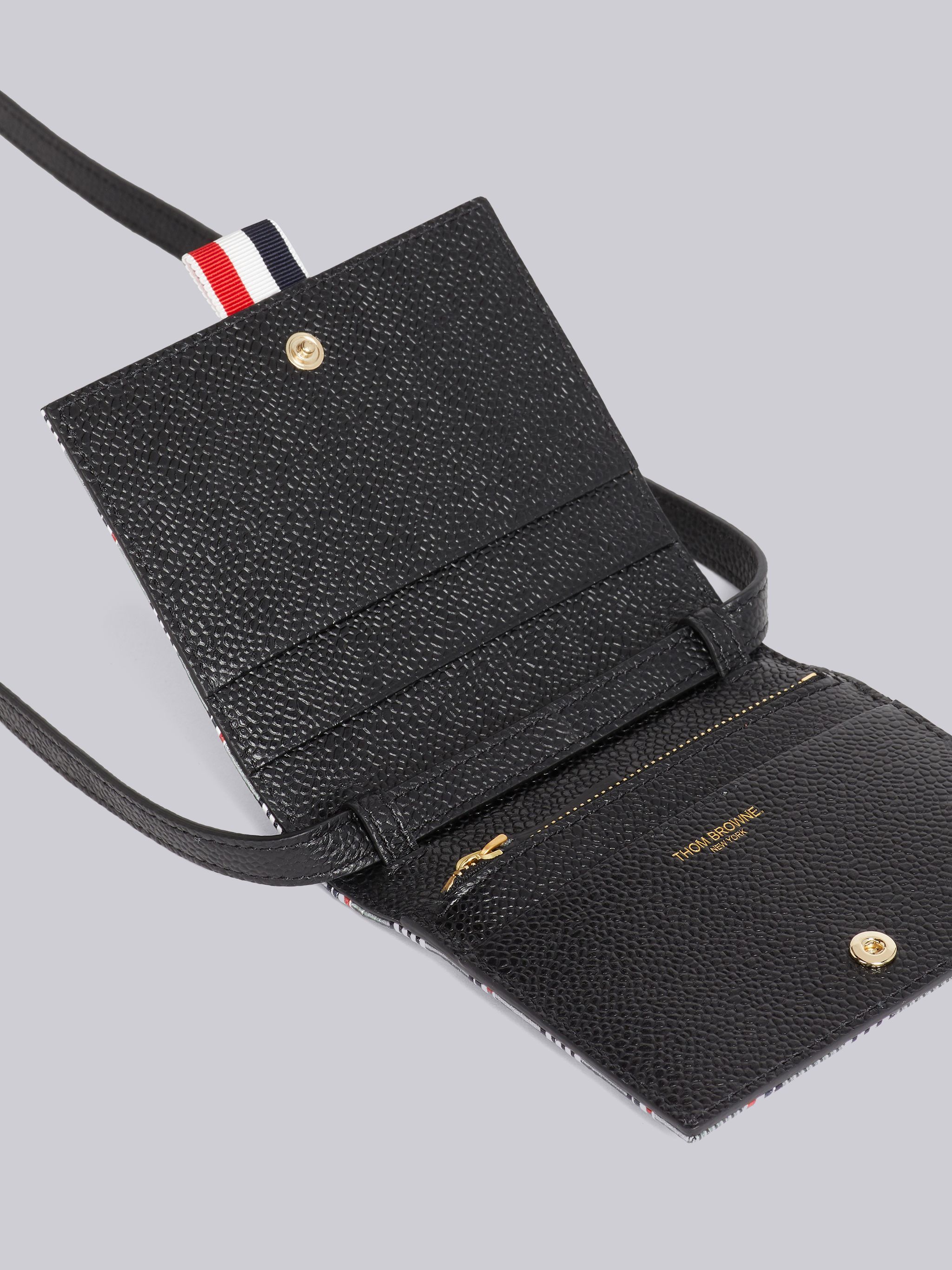 Thom Browne Striped Rwb Wallet In Gray