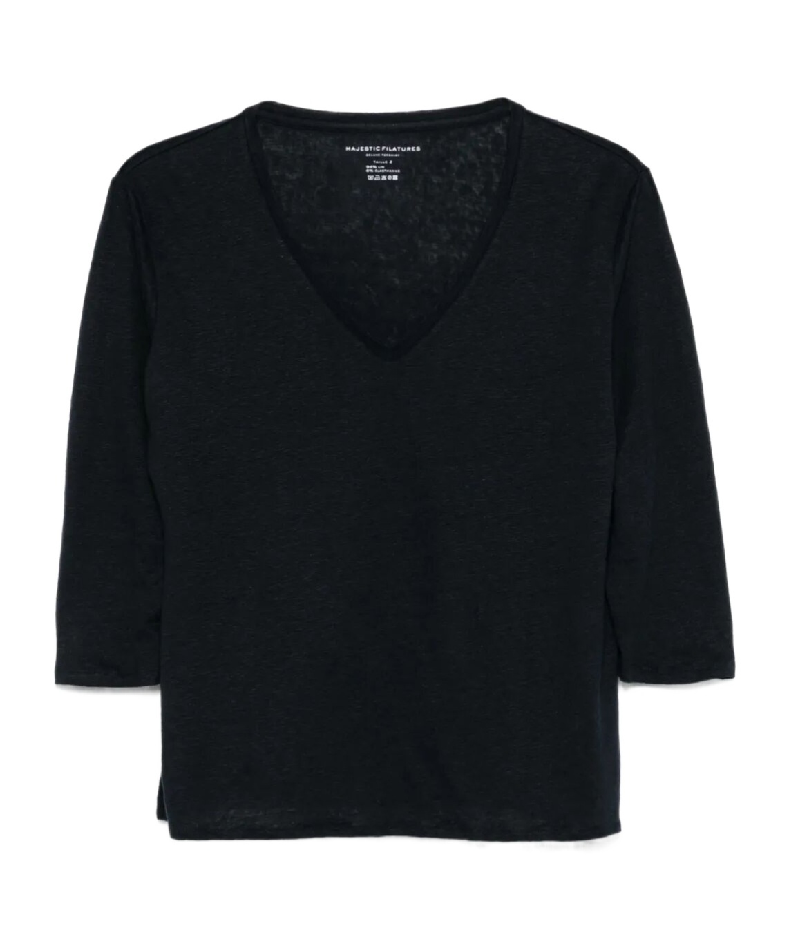 Shop Majestic V-neck Sweater In Black