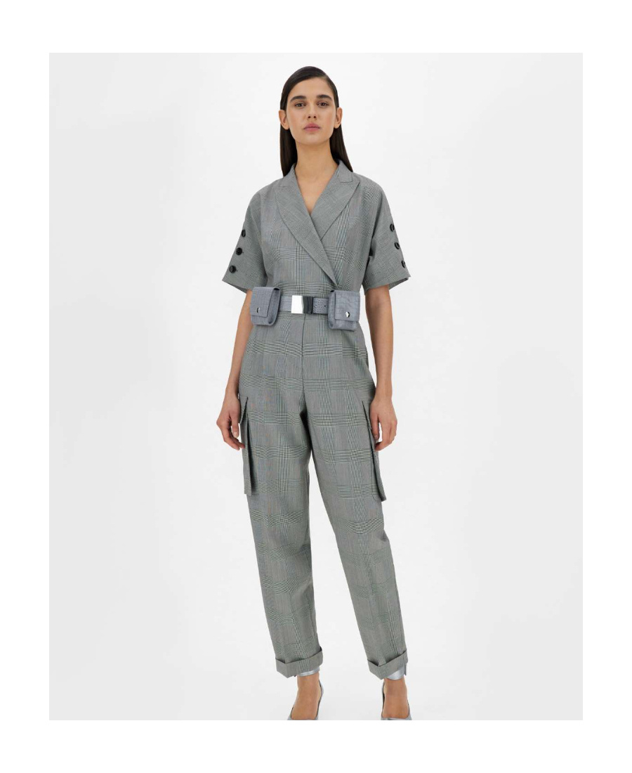 Max Mara Wool Lapel Jumpsuit In Gray