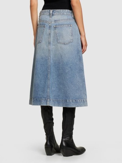 KHAITE CHARLENE DENIM MEDIUM-LENGTH SKIRT