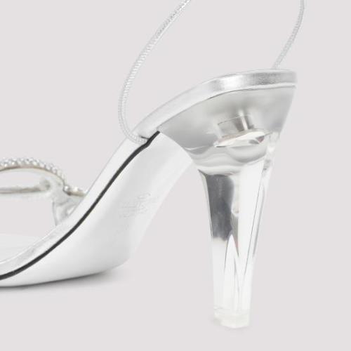 Valentino 100 Crystal Chain Sandals In Metallic