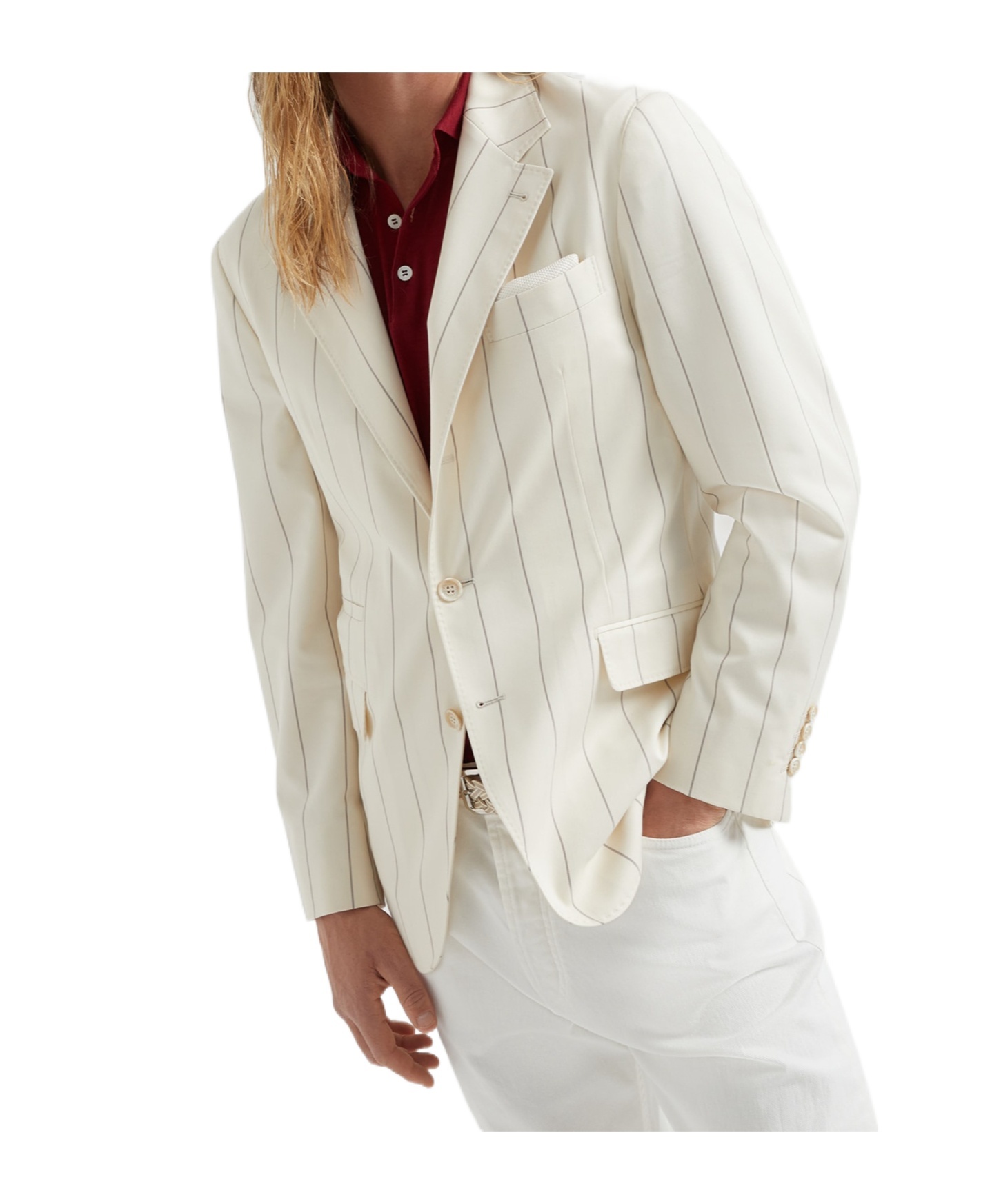 Brunello Cucinelli Striped Blazer In White