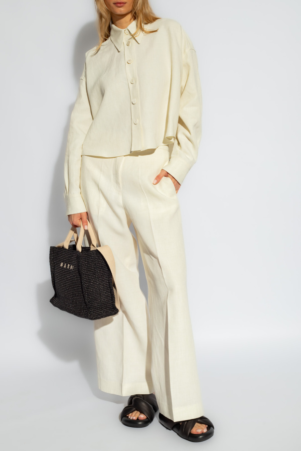Fabiana Filippi High-waist Linen Blend Trousers In White