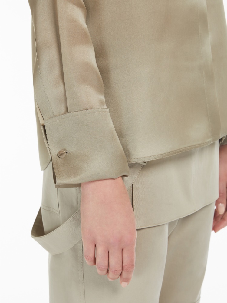 Max Mara Sfilata Nola Silk Shirt In Nude