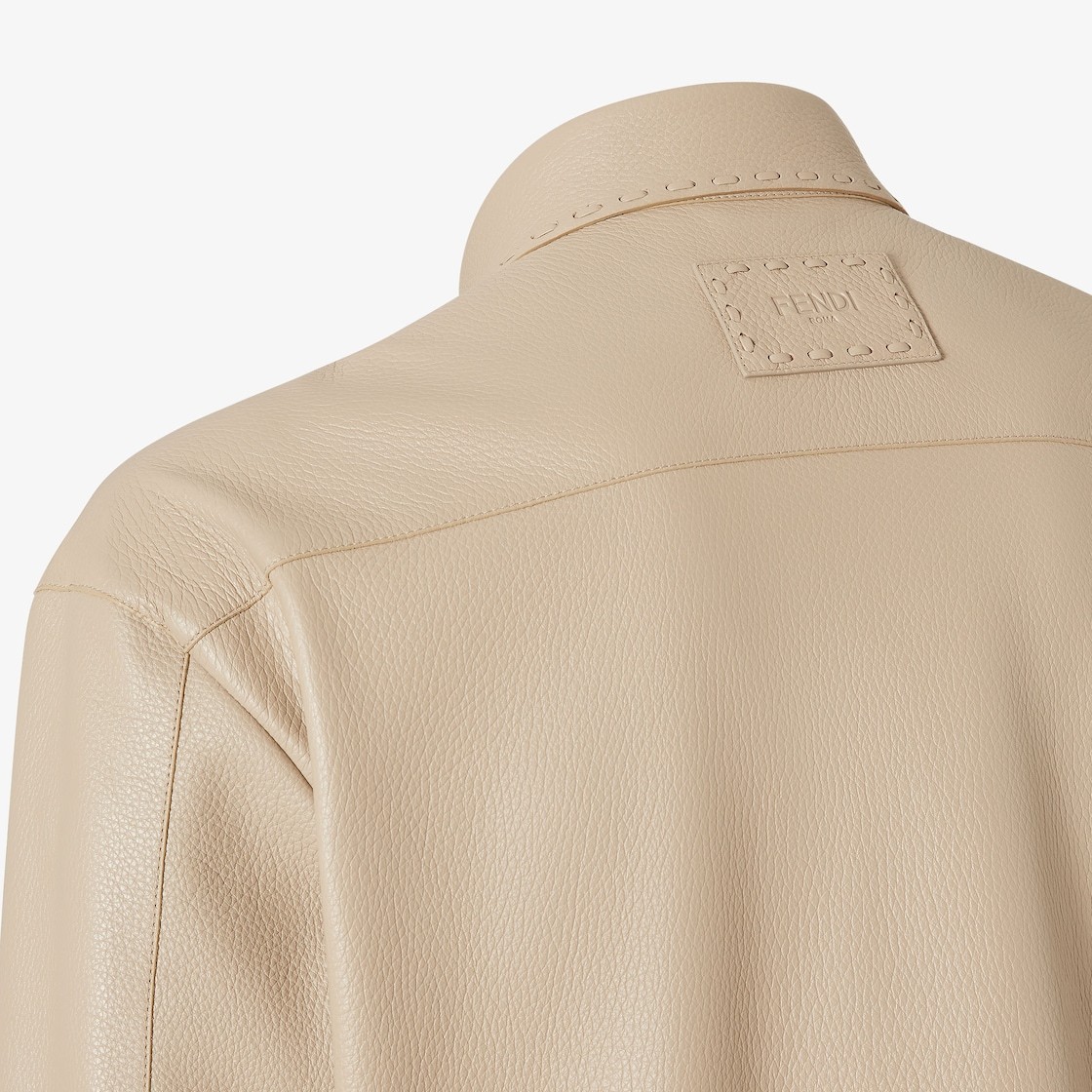 Fendi Beige Leather Selleria Blouson In Neutral