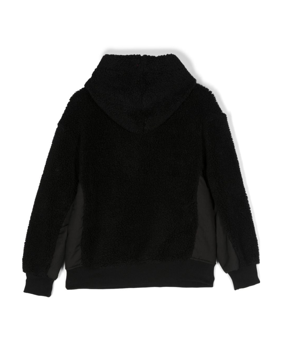 Shop Msgm Logo-embroidered Teddy Hoodie In Black