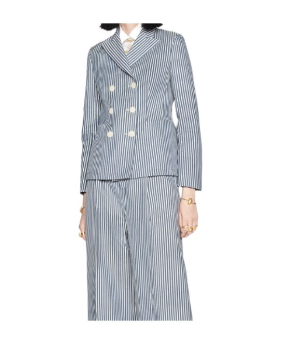 Dior Striped Suit Jacket In Gray