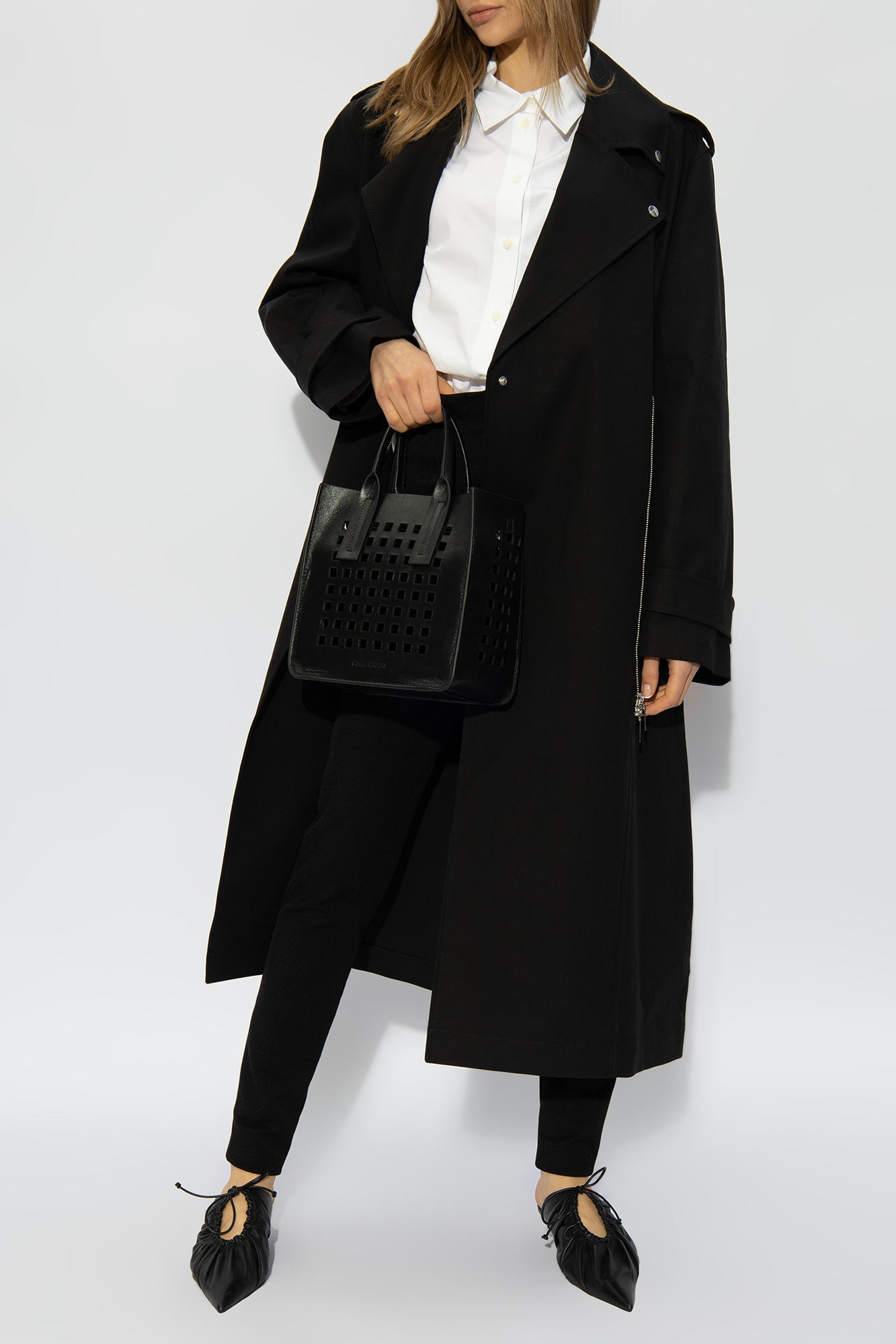 Totême Long Belted Trench Coat In Black