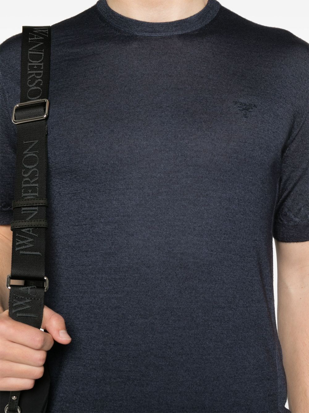 Prada Short-sleeve Wool Jumper In Blue