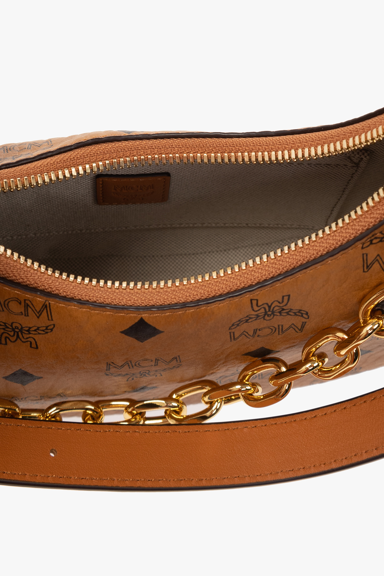 Mcm Small Aren Hobo Shoulder Bag In Brown