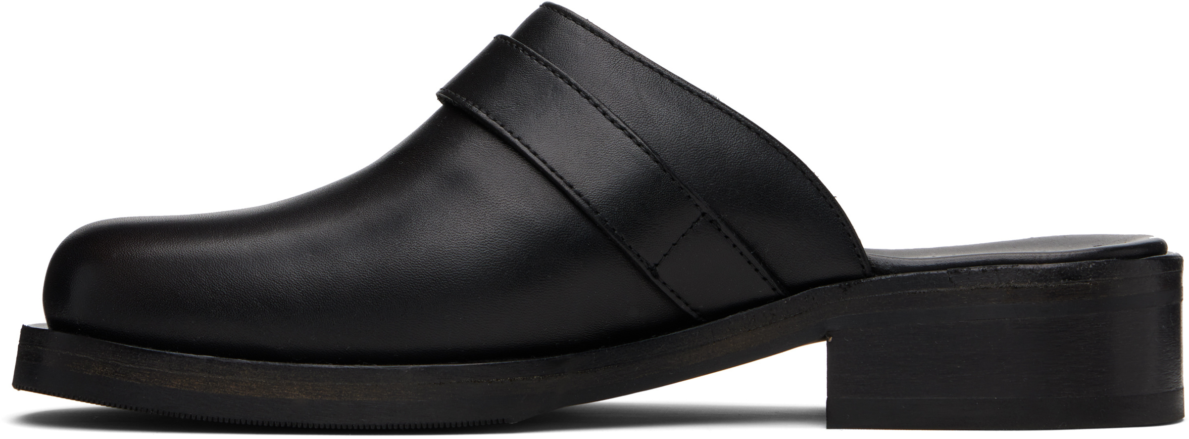 Our Legacy Camion Leather Mule With Buckle In Black