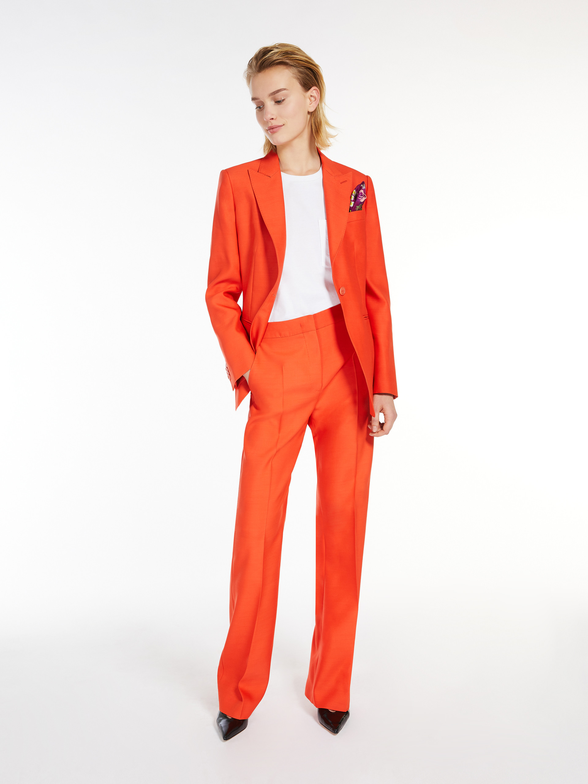 Max Mara Wool Horn Casual Trousers In Red