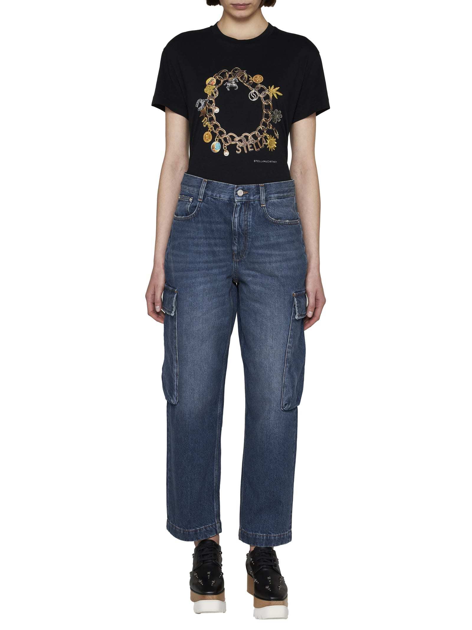 Shop Stella Mccartney High-waisted Cropped Leg Jeans In Blue