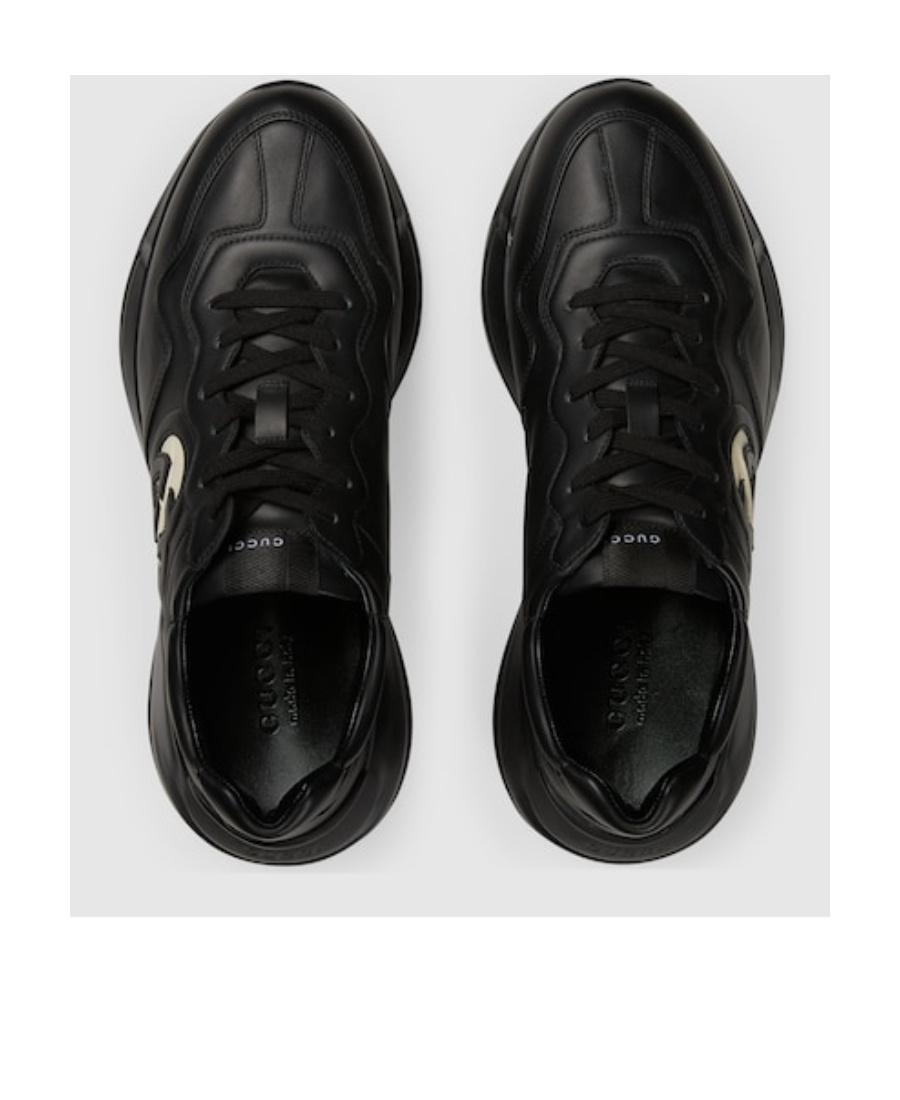 Gucci Rython Leather Sneakers In Black