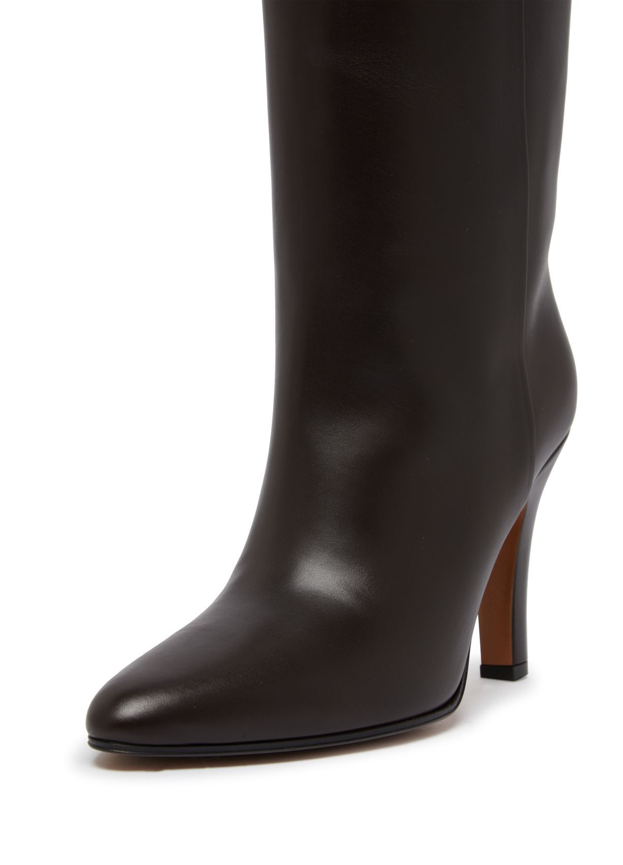 The Row Mona Leather Knee Boots In Lacquer Brown
