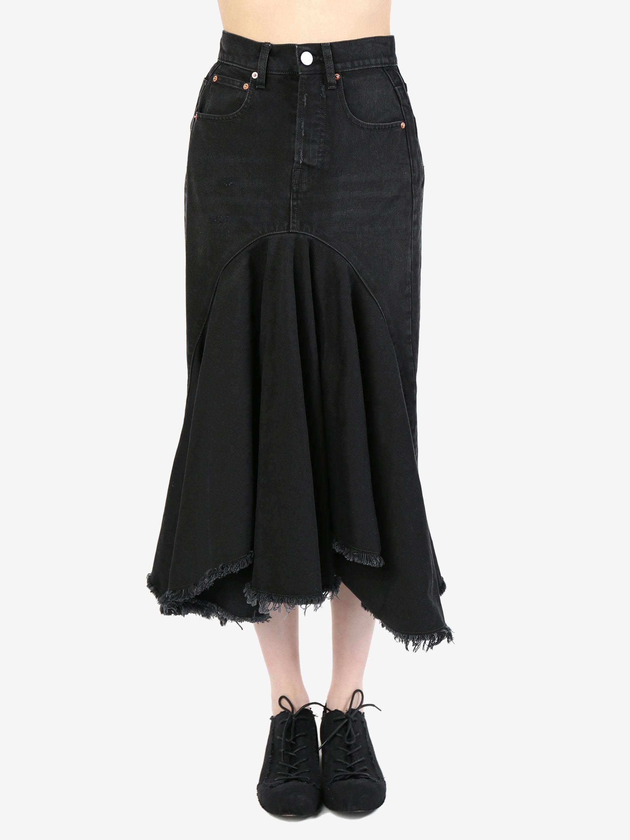 Vetements Denim Midi Skirt In Black
