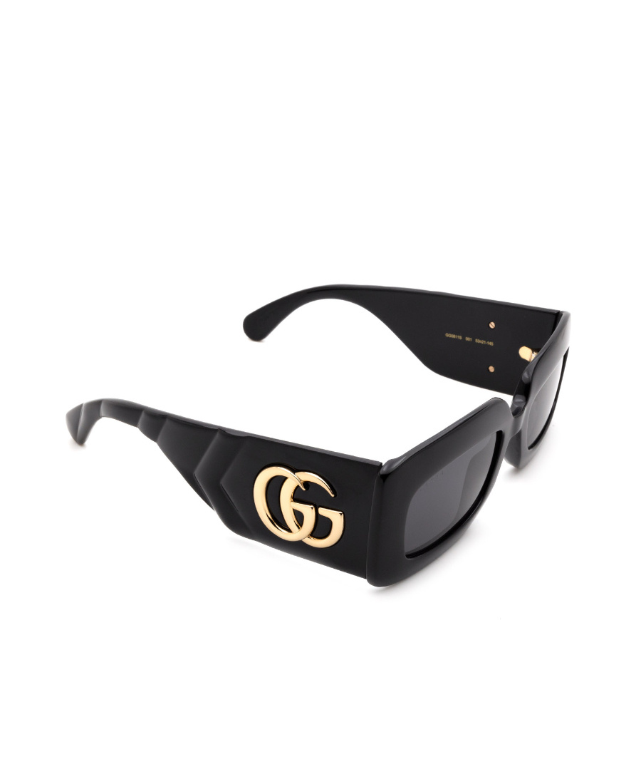 Gucci Double G Rectangle-frame Sunglasses In Black