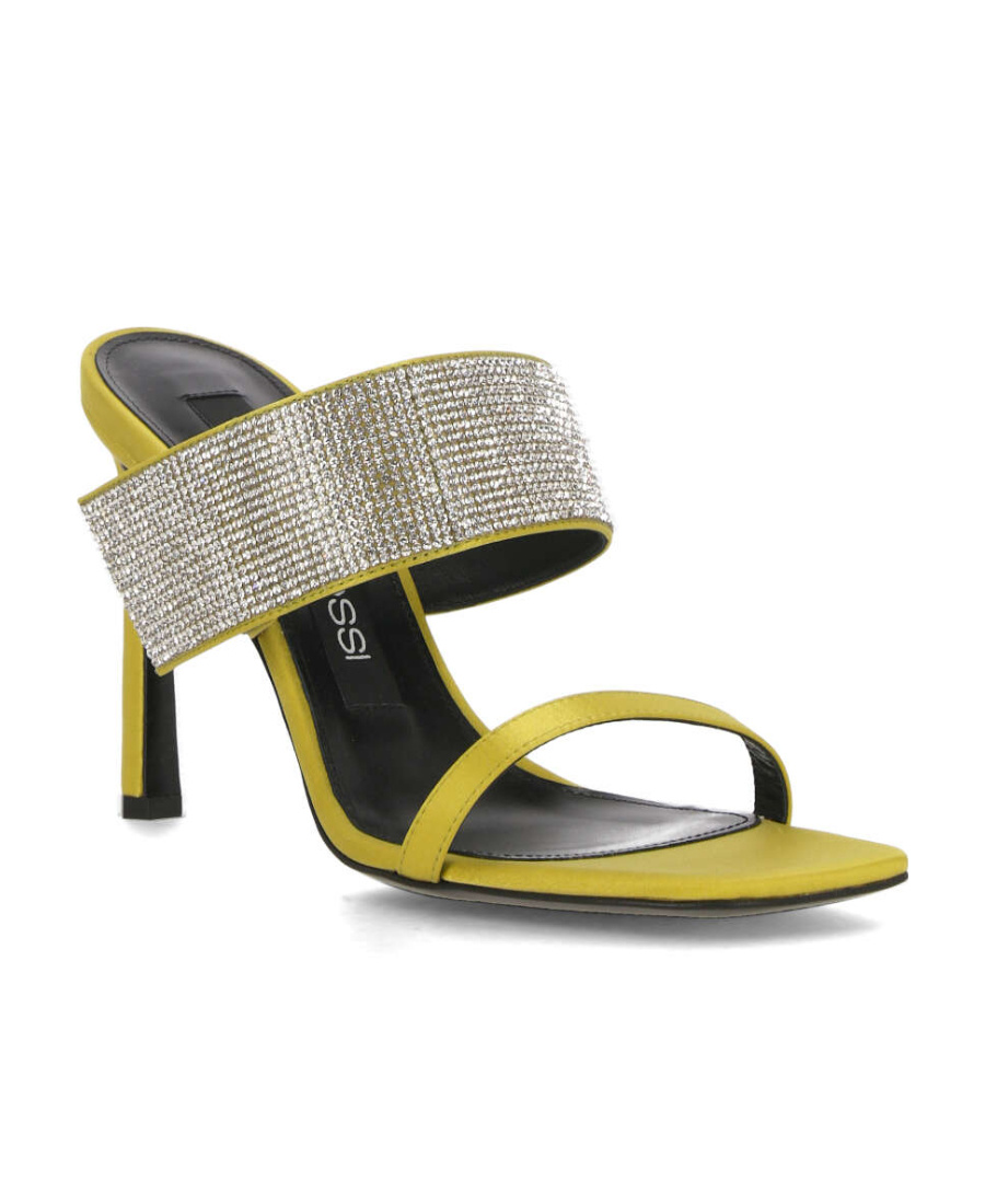 Shop Sergio Rossi Paris Open Toe Satin Mules In Gray