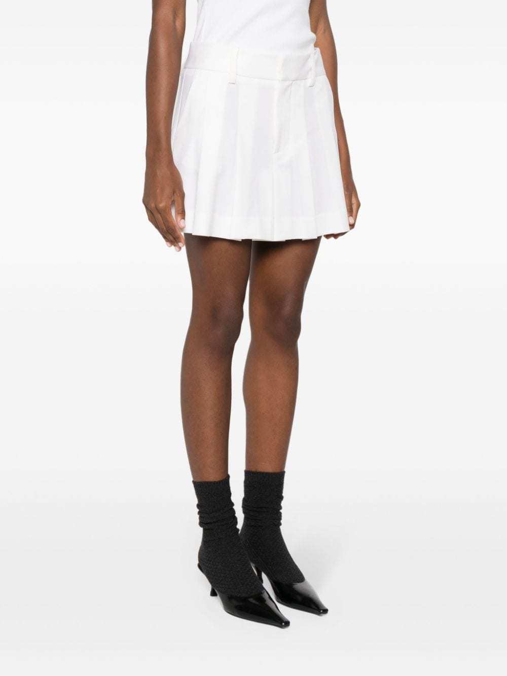 P.a.r.o.s.h Pleated Wool-blend Mini Skirt In White