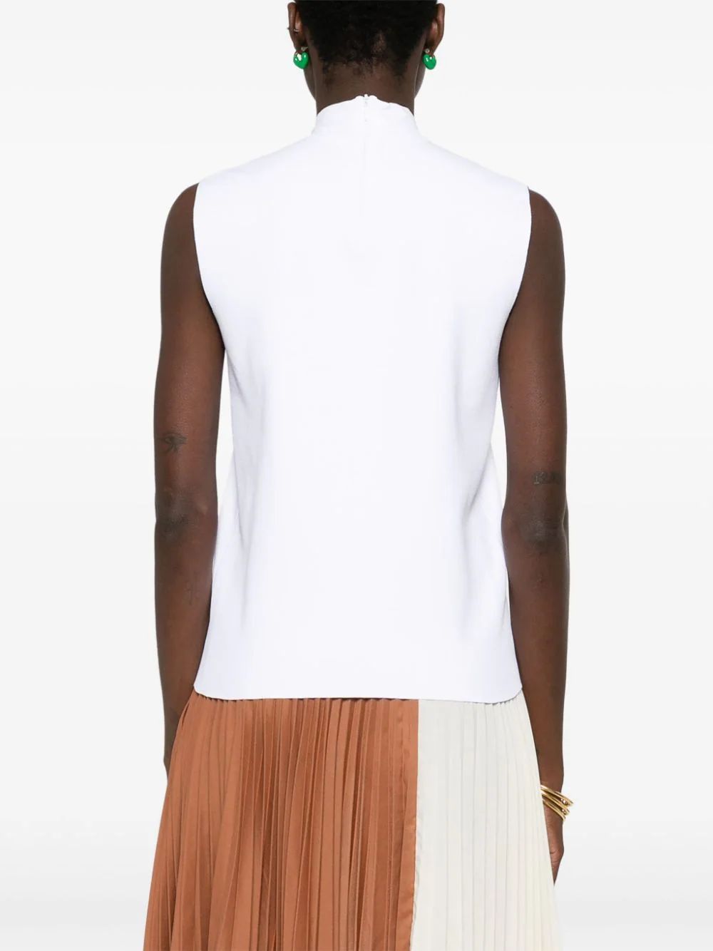 Plan C Fine-knit Mock-neck Top In White