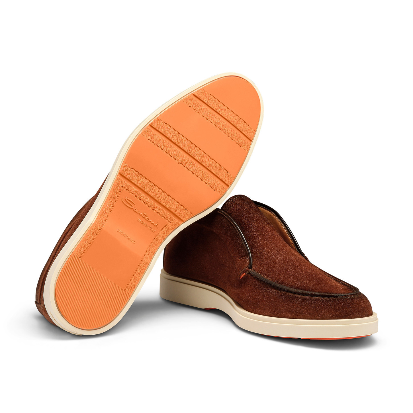 Santoni Round-head Casual Shoes In Brown