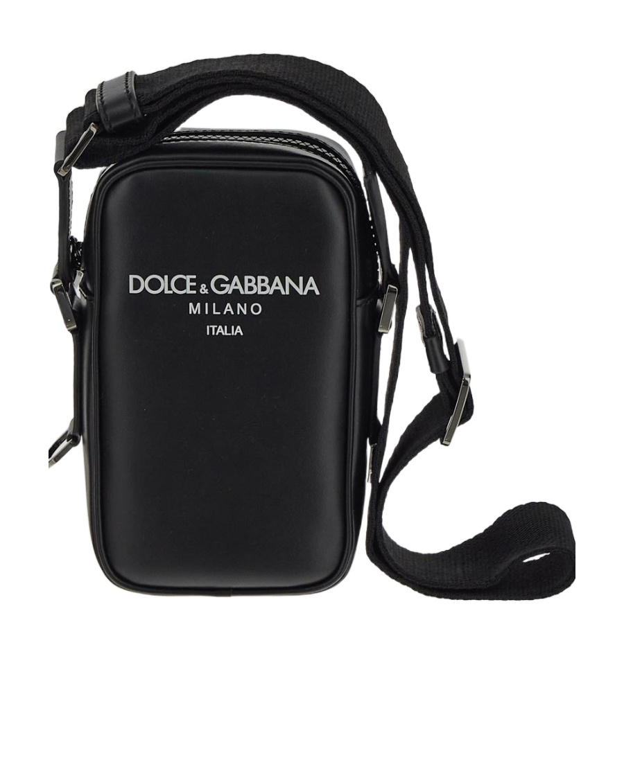 Dolce & Gabbana Logo-print Leather Shoulder Bag In Black
